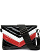Women'S Vonn Chevron Crossbody Bag in Black Patent/Red/White V Colorblock - thumbnail