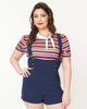 Unique Vintage Navy & Red Striped Bow Sweetie Knit Top - thumbnail