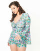 Smak Parlour Teal Groovy Mushrooms Trumpet Sleeve Top - thumbnail