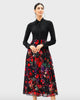 Jersey knit and floral print georgette dress - thumbnail
