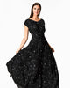 Night sky print pleated crepe maxi dress - thumbnail