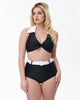 Unique Vintage Black & White Belted Swim Bottoms - thumbnail