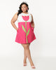 Smak Parlour Retro Style White & Pink Tulip Flower Power Shift Dress - thumbnail
