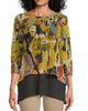 3/4 Sleeve Scoop Neck Layered Hi-Lo Print Solid Knit Top in Multi - thumbnail