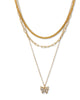 Crystal Butterfly Pendant Gold Ion-Plated Multistrand Necklace Set 16-22 Inch - thumbnail