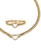 Yellow Gold Ion-Plated Stainless Steel Heart Bracelet And Necklace 16 Inch - thumbnail