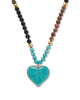 Genuine Turquoise Jasper Heart Pendant Necklace 34 Inch - thumbnail