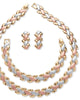 Interlocking Link 3-Piece Tri-Tone Necklace, Bracelet and Earrings Set - thumbnail