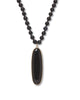 Genuine Black Agate Goldtone Bezel Set Oval Cabochon Beaded Necklace 34 Inch - thumbnail