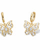 Marquise-Cut and Baguette-Cut Crystal Goldtone Butterfly Charm Earrings 1" - thumbnail