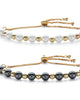 Simulated White and Grey Pearl Goldtone Adjustable Bolo Bracelet BOGO Set 11" - thumbnail