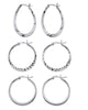 Diamond-Cut .925 Sterling Silver 3-Pair Set of Hoop Earrings 1" - thumbnail
