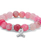 Crystal Accented Beaded Breast Cancer Awareness Stretch Bracelet, 7 Inch - thumbnail