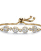 2.92 Cttw. Gold-Plated Cubic Zirconia Adjustable Halo Slider Bracelet 9" - thumbnail