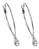 White Crystal Silvertone Hoop Teardrop Earrings (1.5") - thumbnail