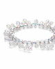Round and Pear-Cut Aurora Borealis Crystal Silvertone Stretch Bracelet 7" - thumbnail