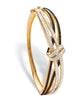 Black & White Crystal Bangle Bracelet Gold-Plated - thumbnail