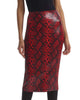 Faux Leather Animal Midi Skirt in Red Snake - thumbnail