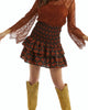 Leaf Print Smocked Mini Skirt in Rust And Green - thumbnail