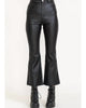 Pleather Flare Leg Pants in Black - thumbnail