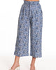 Paper Bag Crop Batik Linen Pant in Navy/White - thumbnail