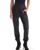 Faux Leather Smocked Jogger in Black - thumbnail