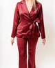 Glenda Satin Trouser in Burgundy - thumbnail