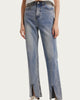 High-Rise Split Hem Jeans in Blue - thumbnail