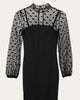 Polka Dot Mesh Sleeve Mini Dress in Black - thumbnail