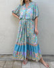 Hibiscus Lane Button Through Maxi Gown in Blue Floral - thumbnail