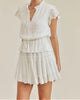 Short Sleeve Ruffle Dress in White - thumbnail