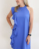 One Sleeve Ruffle Dress in Blue - thumbnail