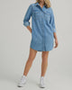 Loose Fit Denim Shirt Dress in Scarecrow Blue - thumbnail