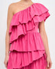 Ruffled Shoulder Mini Dress in Pink - thumbnail