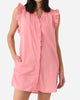 Button Down Ruffle Dress in Geranium - thumbnail