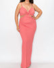 Ribbon Cut-Out Maxi Back Slit Dress in Rose - thumbnail