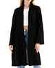 Open Front Waffle Cardigan in Black - thumbnail