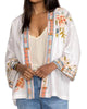 Ceretti Linen Cropped Kimono in White - thumbnail
