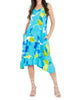 Handkerchief Hem Abstract Pattern Midi Dress in Light Blue - thumbnail