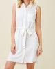 Frayed Bottom Detail Sleeveless Shirt Dress in White - thumbnail