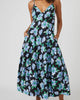 Finer Things Printed Midi Dress in Black/Blue - thumbnail