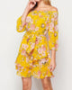 Floral Off The Shoulder Mini Dress in Yellow Multi - thumbnail