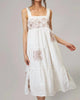 Shay Double Cotton Gauze Dress in Ivory With Tan Roses - thumbnail