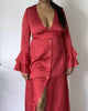 Ruffled Sleeve Satin Dress in Red - thumbnail