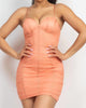 Piped Binding Mesh Bustier Mini Dress in Dark Peach - thumbnail