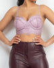 Hook-And-Eye Floral Lace Bralette Top in Dusty Lavender - thumbnail