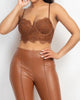 Hook-And-Eye Floral Lace Bralette Top in Brown - thumbnail