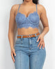 Hook-And-Eye Floral Lace Bralette Top in Dusty Blue - thumbnail