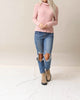 Ribbed Soft Cowl Neck Top in Mauve - thumbnail