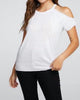 Linen Jersey Vented Sleeve Tee in White - thumbnail
